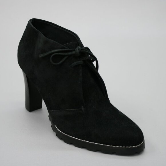 Colin Stuart Ladies 5.5 Black Nubuck Suede Ankle Heel Bootie Chukka Granny boots - Picture 3 of 11